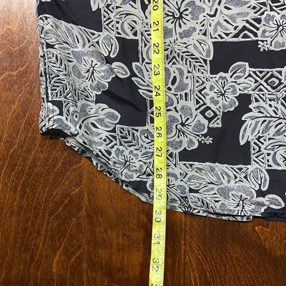 Roundtree & Yorke Vintage Silk Abstract Black Grey Button Front Shirt Mens Large - Picture 7 of 7
